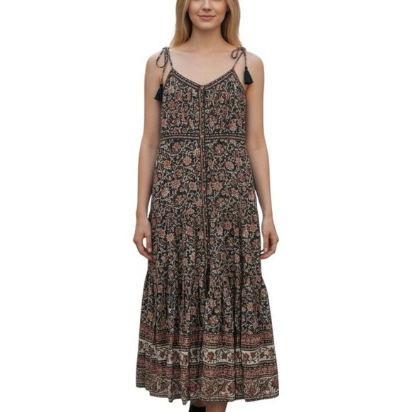 Veronica Beard Multicolor Windansea Floral Button Front Tiered Maxi Dress Small - Picture 1 of 8